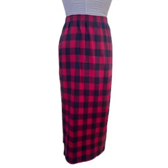 Bechamel Buffalo Plaid Skirt Pull-On Fringe Detail Sz S Vintage - Picture 7 of 10